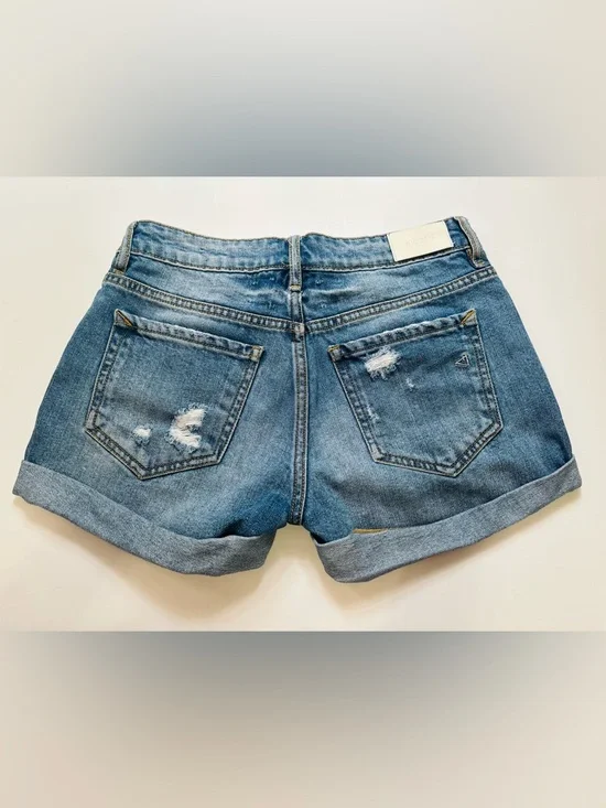 Hidden Jeans Rolled-Hem Distressed Denim Shorts - Blue - Picture 2 of 6